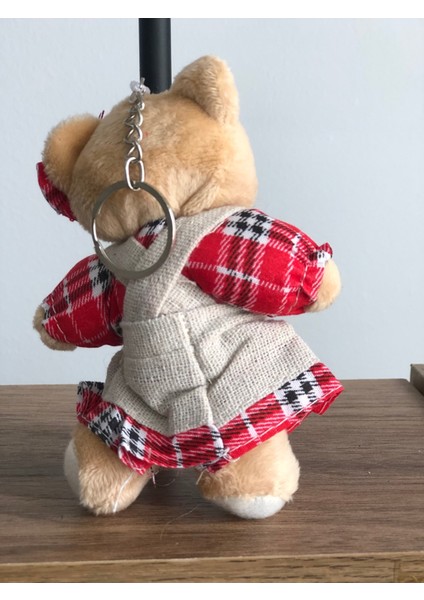 Sevimli Elbiseli Tulumlu Ayıcık Peluş Oyuncak Anahtarlık Uyku Arkadaşı Hediyelik 12 cm fiyatları