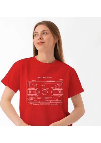 Basketball Court Tişört - Kırmızı fiyatları