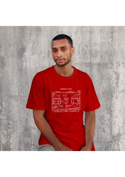 Basketball Court Tişört - Kırmızı modelleri