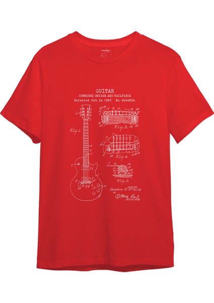 Gibson Les Paul Gitar Tişört - Kırmızı