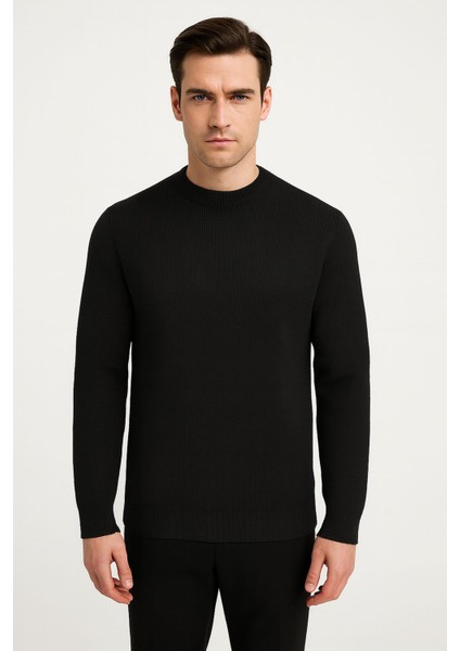 Slim Fit Bisiklet Yaka Uzun Kol Erkek Triko - 7426