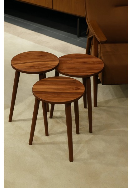 3'LÜ ZİGON SEHPA %100 MDF CEVİZ RENGİ MADRİD MODEL SEHPA fiyatları