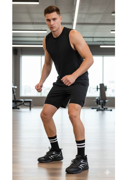 Unisex Tenis Kolej Çizgili Siyah Çorap 3'lü Paket fiyatları