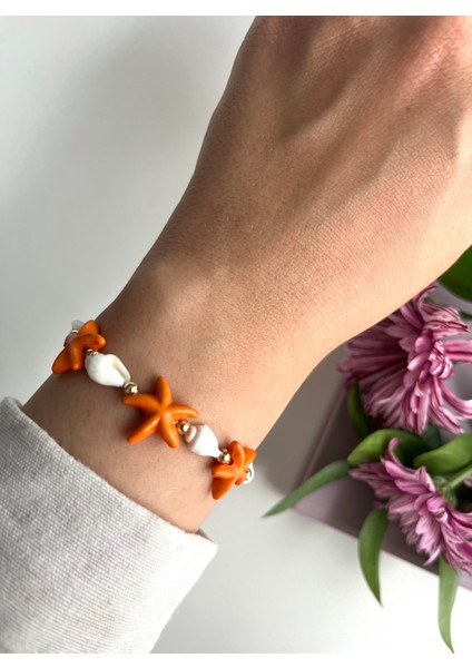 Deniz Yıldızlı Deniz Kabuklu Makrome Bileklik