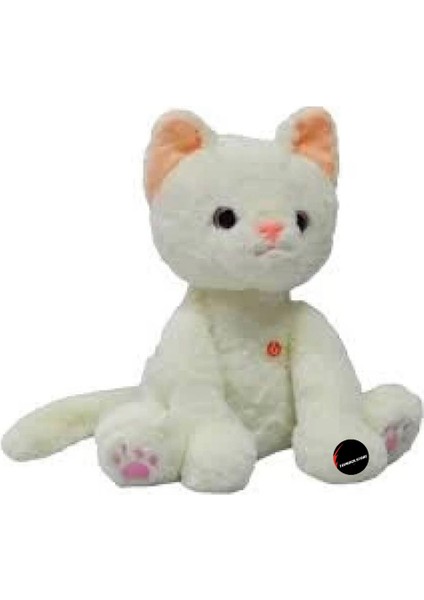 Miyavlayan Sesli Kedi Peluş Oyuncak Oturan Tombul Kedi 35 cm