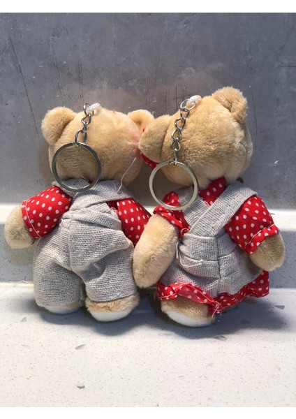 Sevimli Elbiseli Tulumlu Ayıcık Peluş Oyuncak Anahtarlık Uyku Arkadaşı Hediyelik 12 cm Sevgiliye Eşe fiyatları