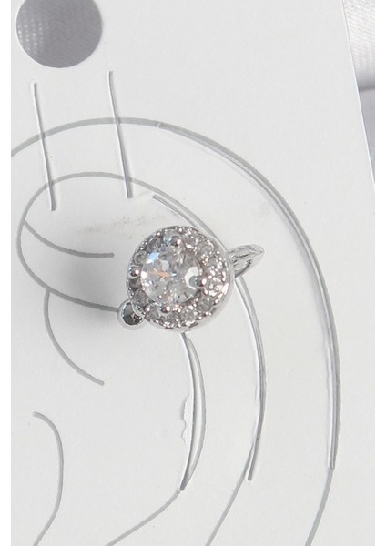 Bfs Pirinç Gümüş Renk Zirkon Taşlı Kadın Kıkırdak Model Küpe