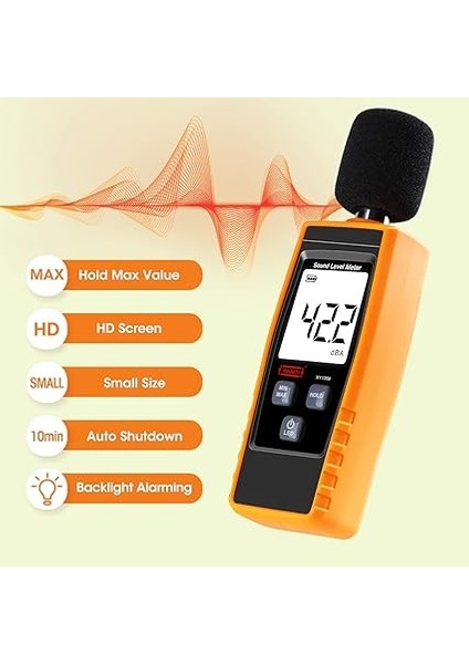 Desibel Ölçüm Cihazı, Taşınabilir Db Ölçüm Cihazı (Ses Seviyesi Ölçüm Cihazı), Dijital Gürültü Ölçer, Aralık 30 – 130 Db(A) Db Ölçüm Cihazı, Gürültü Seviyesi Ses Monitörü Test Cihazı Sarı fırsatları