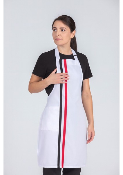 Kadın Boyundan Asmalı Çizgili Barista Şef Mutfak Önlüğü 60X85 cm
