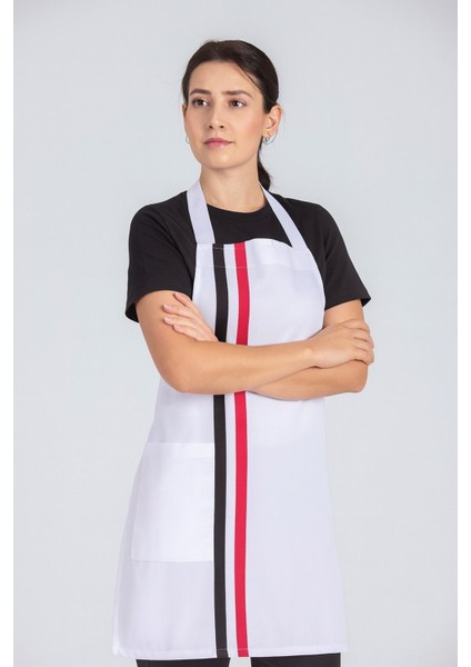 Kadın Boyundan Asmalı Çizgili Barista Şef Mutfak Önlüğü 60X85 cm fiyatları
