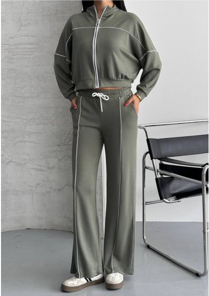 Kadın Fermuarlı Palazzo Şık Spor Eşofman Takım