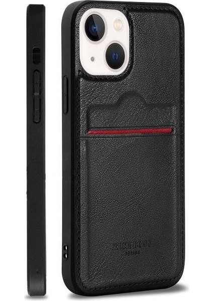 Apple iPhone 14 Deri Kartlıklı Lüks Kılıf Siyah