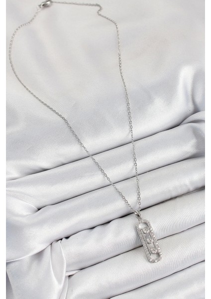 Bfs 316L Çelik Zirkon Taşlı Messika Model Gümüş Renk Kadın Kolye fiyatları