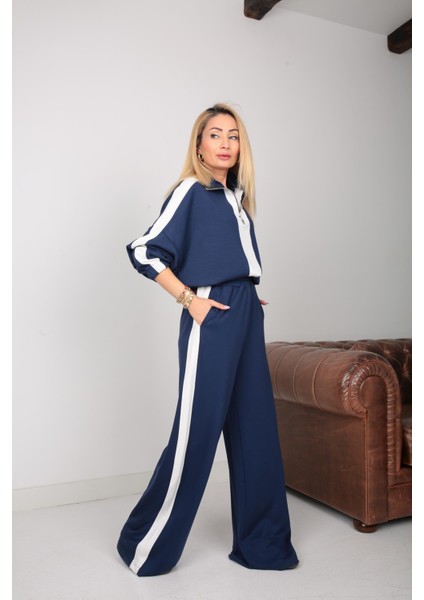 Keyymod Kadın Fermuarlı Dik Yakalı Oversize Üst ve Bol Pantolonlu Modal Alt & Üst Ikili Takım fiyatları