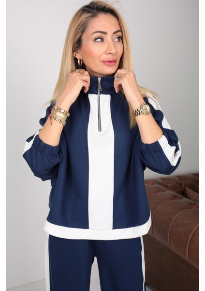 Keyymod Kadın Fermuarlı Dik Yakalı Oversize Üst ve Bol Pantolonlu Modal Alt & Üst Ikili Takım fırsatları