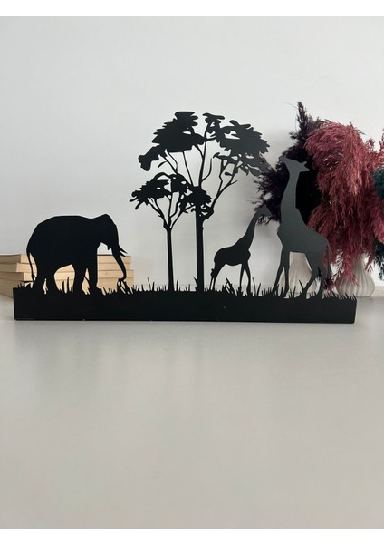 Fil ve Zürafa Temalı Beşli Metal Mumluk