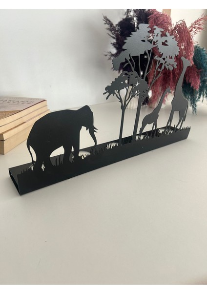 Fil ve Zürafa Temalı Beşli Metal Mumluk