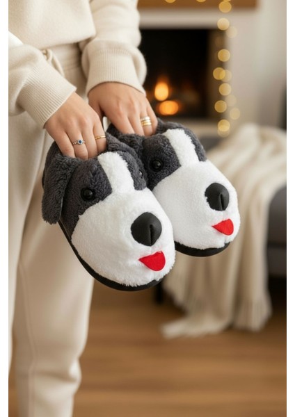 Panduf Hayvan Figürlü Peluş Tüylü Ev Ayakkabısı Yumuşak Taban Ev Botu
