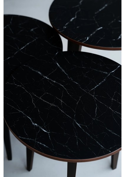 3'LÜ ZİGON SEHPA %100 MDF SİYAH MERMER MADRİD MODEL SEHPA fiyatları