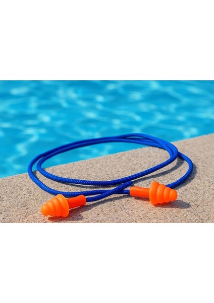 Kullanılabilir Kulak Tıkacı, Havuz ve Deniz Için Ipli Kulak Tıkacı, Ses ve Gürültü Önleyici Kulak Tıkacı, Su Kaçırmayı Önleyn Kulak Tıkacı, 25DB Ses Azaltma, Silikon, Mavi-Turuncu, fiyatları