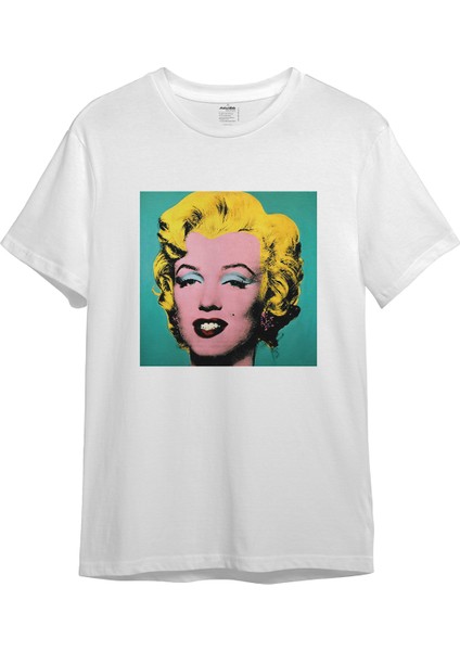 Andy Warhol / Marilyn Monroe Blue Tişört - Beyaz
