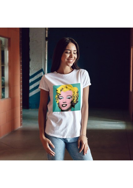 Andy Warhol / Marilyn Monroe Blue Tişört - Beyaz modelleri