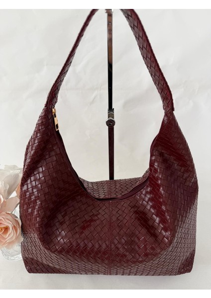 Örgü Deri Omuz Çantası Hobo Çanta – Omuz Askılı, Yumuşak Deri, Günlük & Şık Spacious Shoulder Bag fırsatları