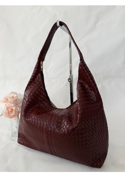 Örgü Deri Omuz Çantası Hobo Çanta – Omuz Askılı, Yumuşak Deri, Günlük & Şık Spacious Shoulder Bag indirimleri