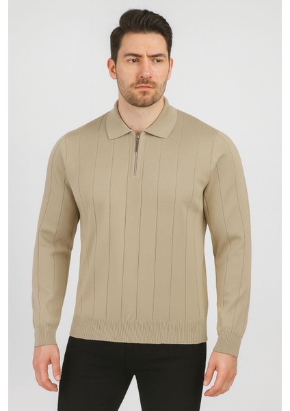 Slim Fit Polo Yaka Uzun Kol Erkek Triko - 7424