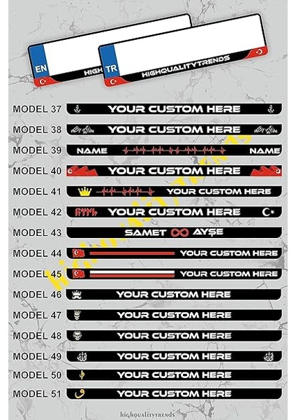 Özel Isimli 2 Adet Araç Logo Kabartmalı Siyah Oto Plakalık indirimleri