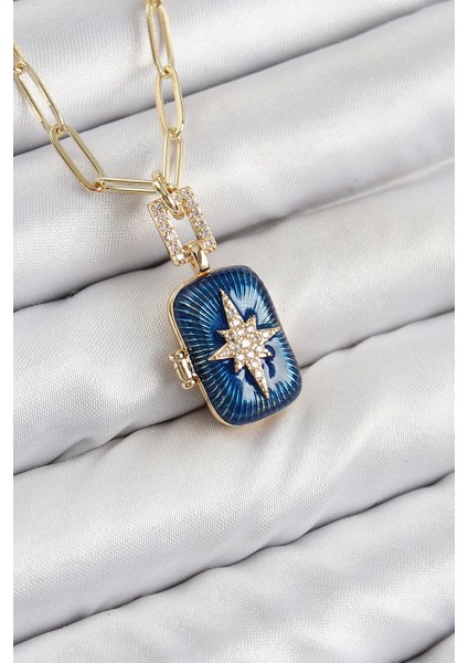 Bfs Pirinç Zirkon Taşlı Açılabilir Kutup Yıldızı Model Gold Renk Kadın Kolye