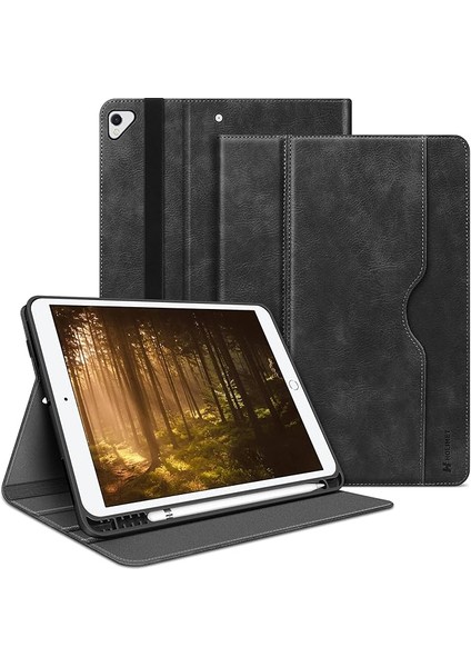 iPad 9./8./7. Nesil (2021/2020/2019 iPad 10.2 Inç) Kılıf Için Kalem Tutuculu, Smart Folio Yumuşak Tpu Koruyucu Kılıf Otomatik Uyku/uyandırma ve Ayakta Durma Fonksiyonlu - Siyah