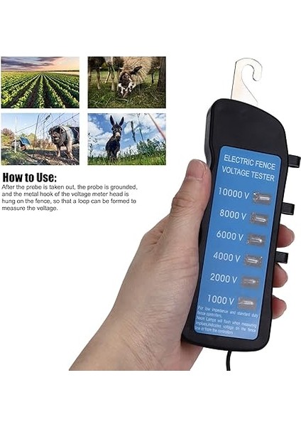 Elektrikli Çit Test Cihazı Elektrikli Çit Gerilim Test Cihazı, 1000‑1000V Taşınabilir Tarımsal Eskrim Test Cihazı Çiftlik Eskrim Için 6 Gösterge Işığı ile Su Geçirmez Elektrikli Çit Gerilim Ölçer indirimleri