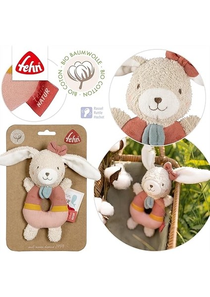 Bebek Halkası Kavrama Oyuncak Tavşan Fehnnatur - Organik Pamuklu Sevimli Oyuncak - Eğlenceli Öğrenme Için Çıngırak ve Oyuncaklı Bebek Oyuncağı - 0+ Aydan Itibaren fırsatları