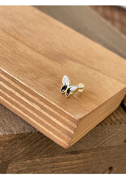925 Ayar Gümüş Mineli Kelebek Kıkırdak Helix Tragus Piercingi Gümüş Piercing fiyatları