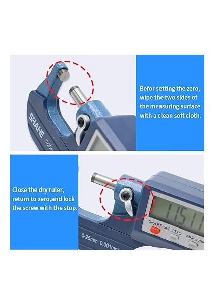 Dijital Dış Mikrometre 0-25 mm /0-1", Metrik ve Inç, 0,0005" (0,001 Mm) Çözünürlük, -0,00 Inç Doğruluk indirimleri