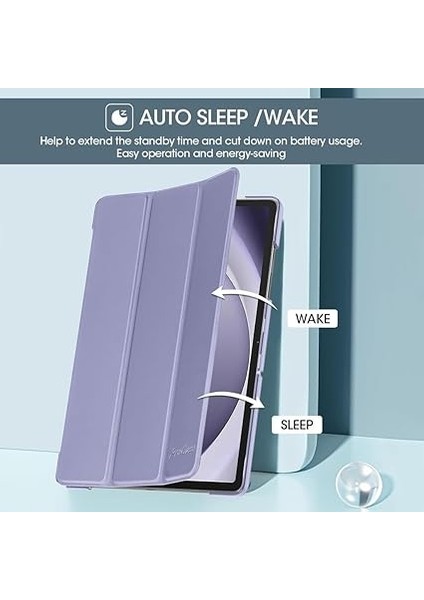 Galaxy Tab A9 Plus X210 X213 X215 X217 ile Uyumlu Kılıf Pu Deri Smart Standlı Case Lavendery Gray fırsatları