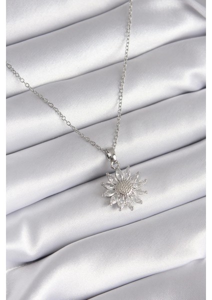 Bfs 316L Çelik Gümüş Renk Papatya Model Kadın Kolye