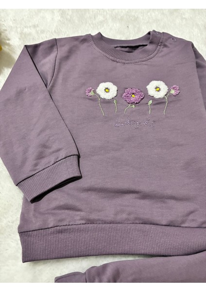 Tuembaby %100 Pamuk 1 Adet Sweatshirt+1 Adet Eşofman Altı+1 Adet Şişme Yelek Kız Bebek Takımı