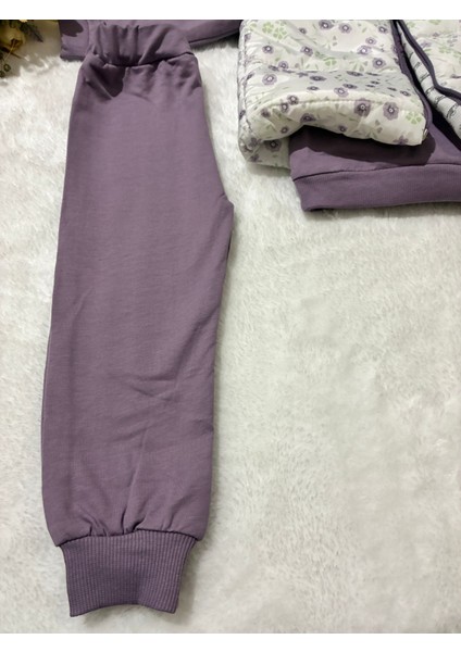 Tuembaby %100 Pamuk 1 Adet Sweatshirt+1 Adet Eşofman Altı+1 Adet Şişme Yelek Kız Bebek Takımı