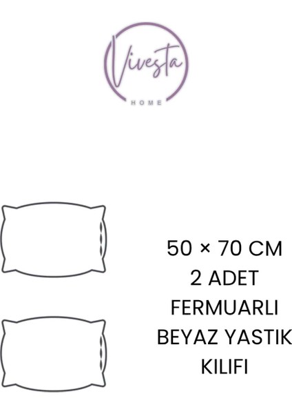2 Adet 50X70 cm Beyaz Fermuarlı Yastık Kılıfı - %100 Pamuklu, Kolay Yıkanabilir modelleri