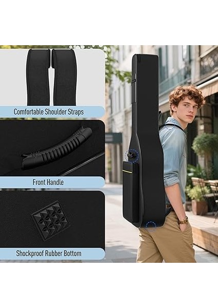 Gitar Çantası - 8 mm Sünger Dolgu, 104,1 cm / 41 Inç Akustik Için, Su Geçirmez, Siyah fırsatları