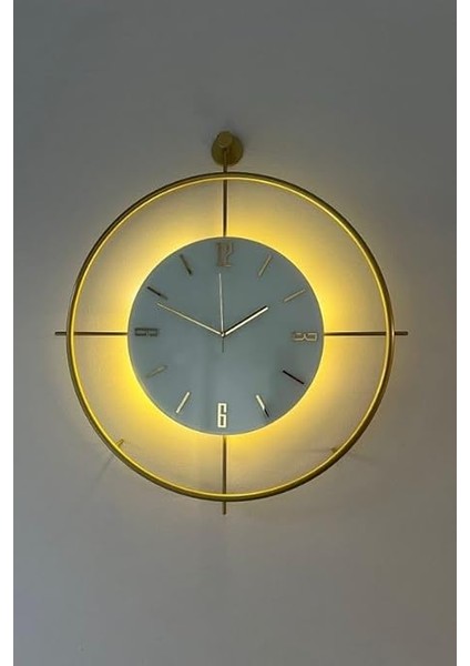 Kristal 60 cm Gold - Pilli LED (3ADET Pil ile Geldmektedir) - Metal Duvar Saati fırsatları