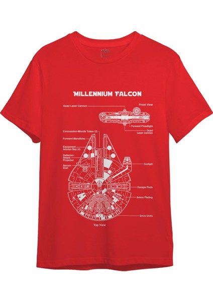 Millennium Falcon Tişört - Kırmızı