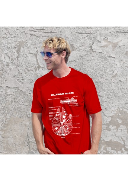 Millennium Falcon Tişört - Kırmızı modelleri