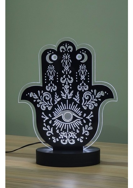 Fatma Ana Eli LED Aydınlatmalı Dekoratif Obje - Siyah Renk Ahşap ve Pleksi fiyatları