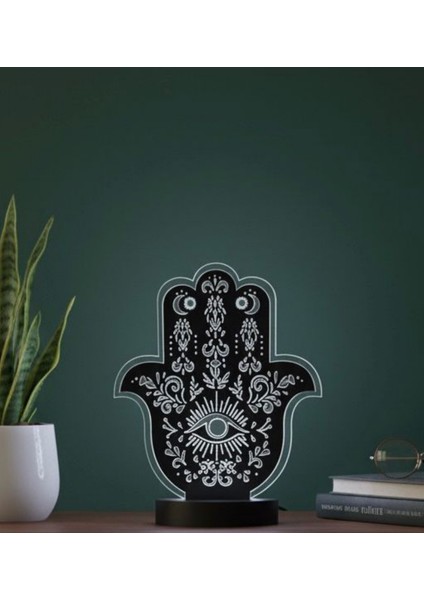 Fatma Ana Eli LED Aydınlatmalı Dekoratif Obje - Siyah Renk Ahşap ve Pleksi fırsatları