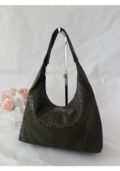 Örgü Deri Omuz Çantası Hobo Çanta – Omuz Askılı, Yumuşak Deri, Günlük & Şık Spacious Shoulder Bag