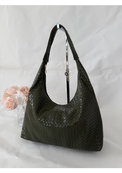 Örgü Deri Omuz Çantası Hobo Çanta – Omuz Askılı, Yumuşak Deri, Günlük & Şık Spacious Shoulder Bag fırsatları