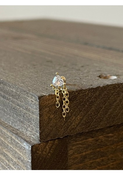 925 Ayar Gümüş Sallantılı Kıkırdak Helix Tragus Piercingi Gümüş Piercing